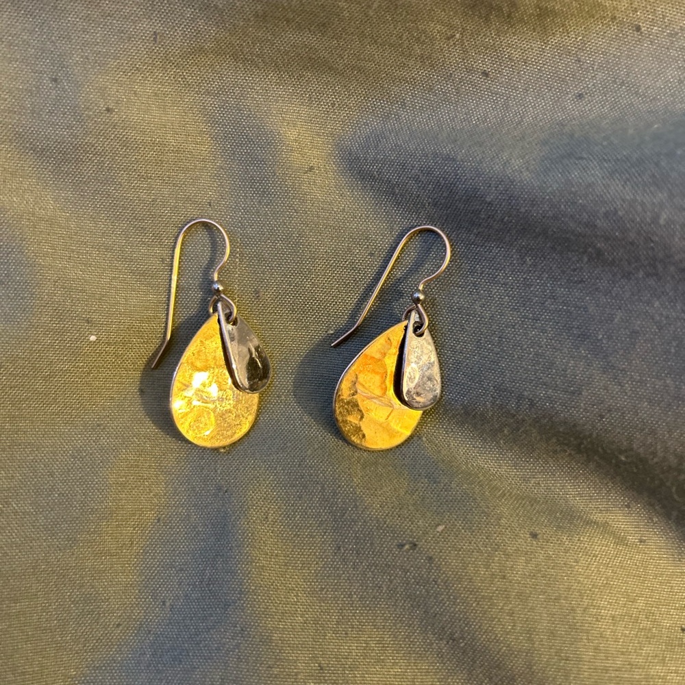 Elegant Gold and Silver Teardrop Earrings